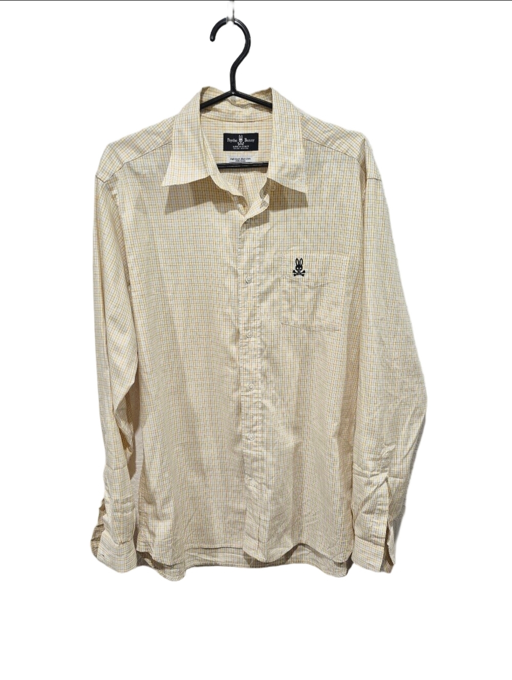 Psycho Bunny Men's 100% Pima Cotton Plaid Long Sleeve Button Down Shirt Size M